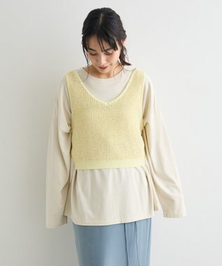 CRAFT STANDARD BOUTIQUE ワッフル編みニットベスト Ivory