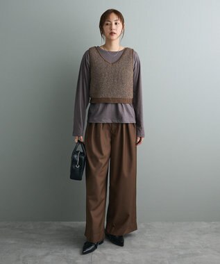 CRAFT STANDARD BOUTIQUE ワッフル編みニットベスト Brown