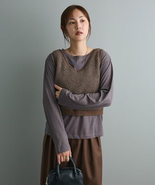 CRAFT STANDARD BOUTIQUE ワッフル編みニットベスト Brown