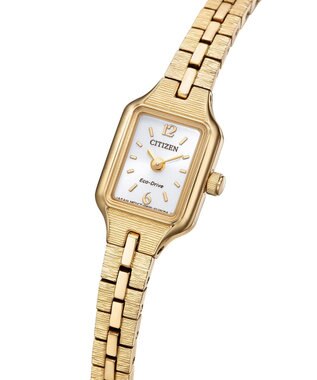 CITIZEN 【アンティークな雰囲気】小ぶりなスクエアケース 電池交換不要 ピンクゴールド ピンクゴールド