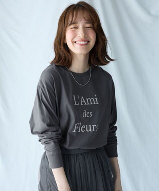 ANY 【洗濯機可】フロッキーロゴロングＴシャツ チャコール