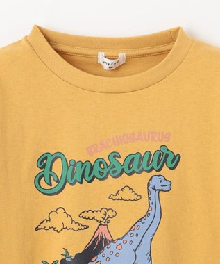 ANY KIDS 恐竜プリント 長袖Tシャツ マスタード（ブラキオサウルス）