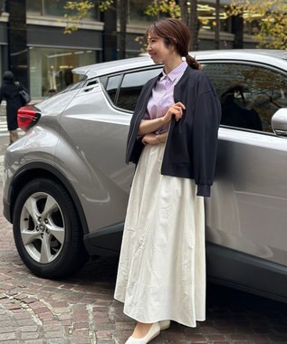 UNFILO 【洗える】撥水ナイロンタフタ ロングスカート オフ