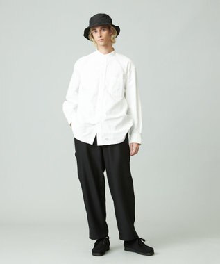 J.PRESS YORK STREET 【UNISEX】オックス起毛 バンドカラーシャツ ホワイト系