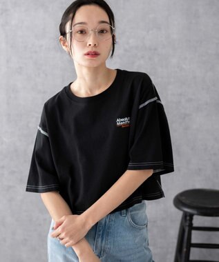 WEGO アウトステッチグラフィックショートT ブラック