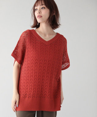 Green Parks 透かし編みニットチュニック Red