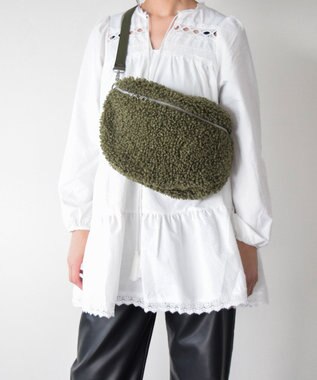  【ANDREA CARDONE ITALI】レザーストラップボアショルダーバッグ