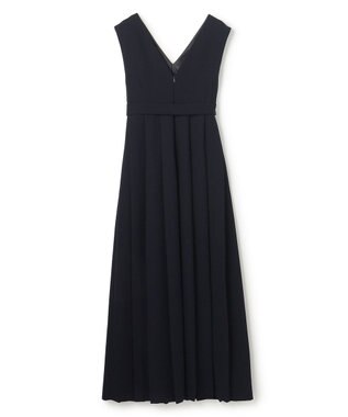 uncrave ウォッシャブルダブルクロス プリーツオールインワン ネイビー