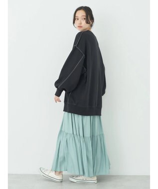 earth music&ecology 配色ルーズスウェット Black