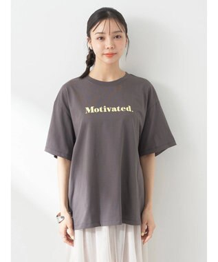 earth music&ecology ロゴソリッドＴシャツ Charcoal Gray