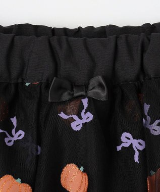 ANY KIDS ラメチュールフレアスカート ブラック×カボチャ