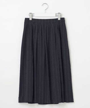 J.PRESS LADIES L 【洗える】ドットデシンプリント タック スカート ネイビー系
