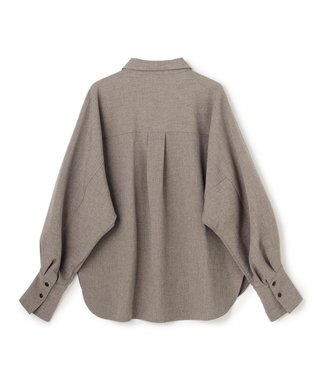 uncrave ウォッシャブルウールライクツイル ドルマンシャツ シャンブレーチャコール