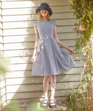 TOCCA 【UV99.9%以上カット・吸水速乾・抗菌防臭・洗える・サイズ調整可】BIG RIBBON WIDE DENIM HAT 帽子 ネイビー系