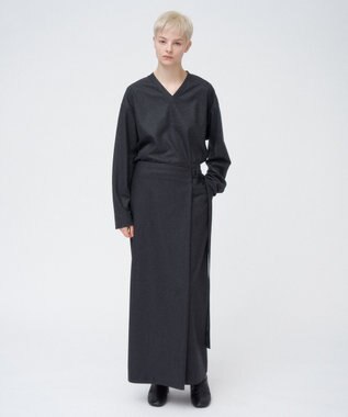 ATON MERINO COLLEGE JERSEY | Vネックプルオーバー CHARCOAL GRAY