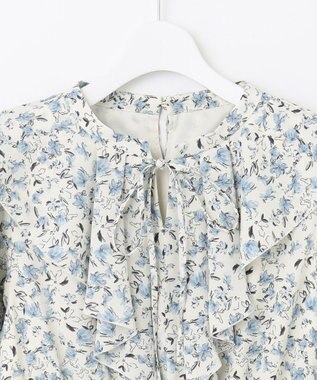 Feroux 【洗える】フラワープリントラッフル ワンピース ホワイト系2