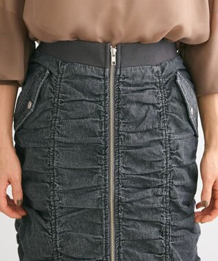 Green Parks ・ＳＵＧＡＲ　ＳＰＯＯＮデニムフロントＺＩＰナロースカート Black