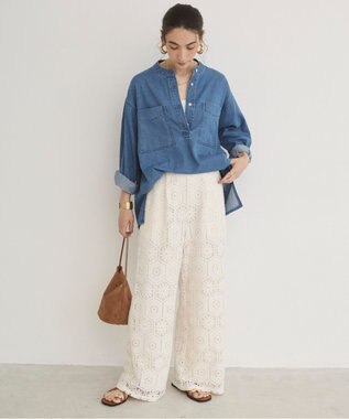 WEGO 【ANGIE VINTAGE】クロシェレースワイドイージーパンツ ホワイトアイボリー