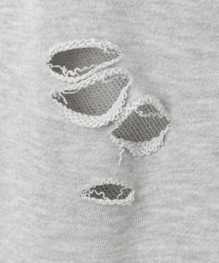 WEGO 【ウエストゴム】ダメージスウェットワイドパンツ 杢グレー