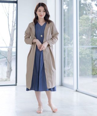 Tiaclasse 【洗える】撥水フードフレアコート グレージュ