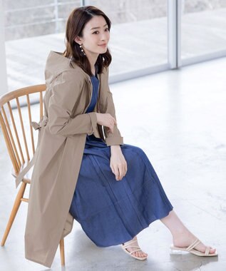 Tiaclasse 【洗える】撥水フードフレアコート グレージュ