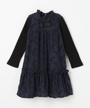 組曲 KIDS 【110-140㎝】スノウレース ワンピース ネイビー