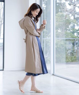 Tiaclasse 【洗える】撥水フードフレアコート グレージュ