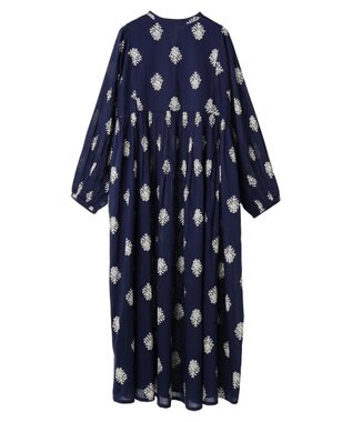 CRAFT STANDARD BOUTIQUE インド綿混フラワーモチーフワンピース Navy