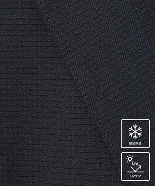 GOTAIRIKU 圧倒的清涼感・８つの夏機能【接触冷感/通気性/軽量/撥水…等】クールドッツ セットアップジャケット_ヘリンボーンプリント（25年モデル） ネイビー_ヘリンボーン柄