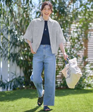 ANY 【手洗い可】コットンリネンブラウス オフ×ブラック