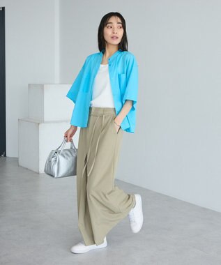 CRAFT STANDARD BOUTIQUE バックギャザーポンチョシャツ Blue