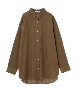 Green Parks 柔らかい細コールシャツ Beige