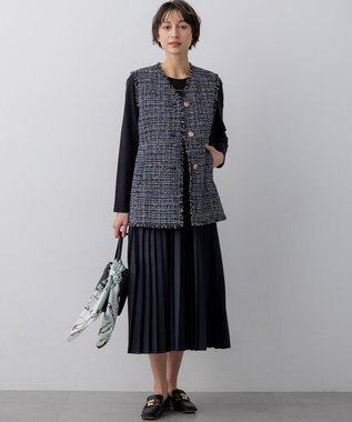 23区 【先行予約】GIOLICAツイード フォルム ジレ ネイビーミックス