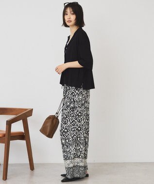 AMERICAN HOLIC 襟付き5分袖ニットカーディガン Black