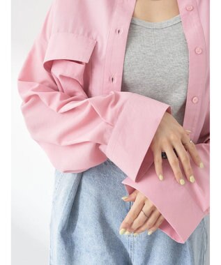 earth music&ecology ビッグポケットショートシャツ Light Pink