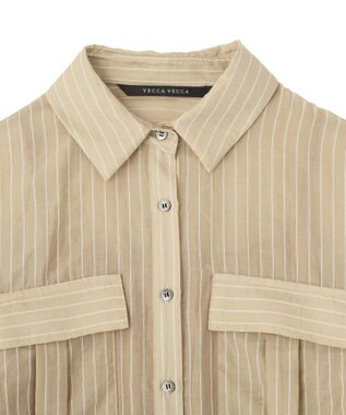 YECCA VECCA 【2点SET】ミリタリーシアーシャツセットキャミワンピース Beige