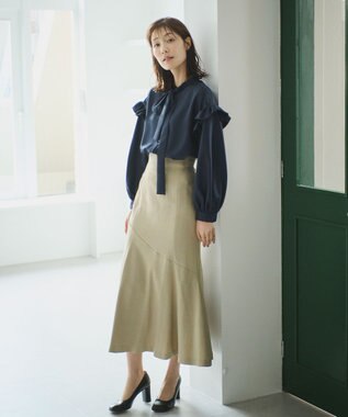 #Newans 【ANSWER for 骨格ウェーブ】リボンタイブラウス ネイビー系