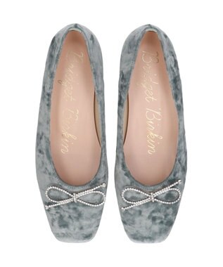 Bridget Birkin 【Bridget Birkin】ビジューリボンベロアパンプス ブルー雑材