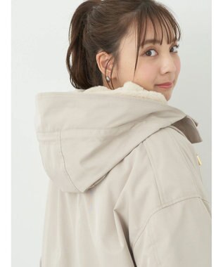 earth music&ecology マルチウェイマウンテンパーカー（ファー） Beige