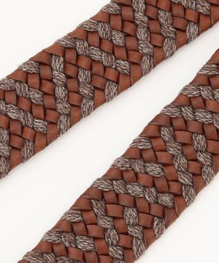 JOSEPH ABBOUD 【ストレッチ/日本製】レザーウールメランジ ベルト ダークブラウン系