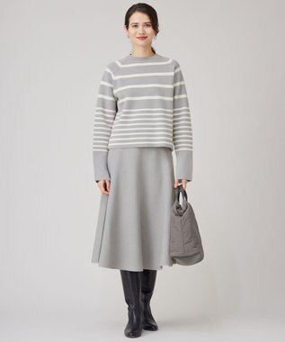 自由区 【セットアップ対応・洗える】ウールミラノニット スカート ライトグレー