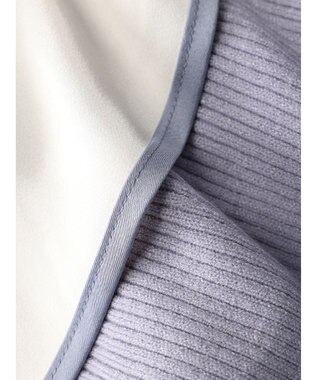 earth music&ecology パイピングフレアカラーニットワンピース Grayish Blue