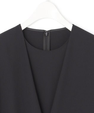 ICB 【洗える】 ストレッチジョーゼット カシュクールブラウス ブラック系