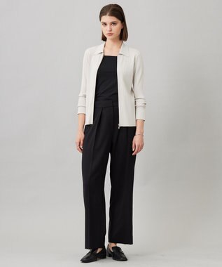 ICB 【洗える】シルクヴィスコースハイゲージ ジップアップカーディガン トープ系