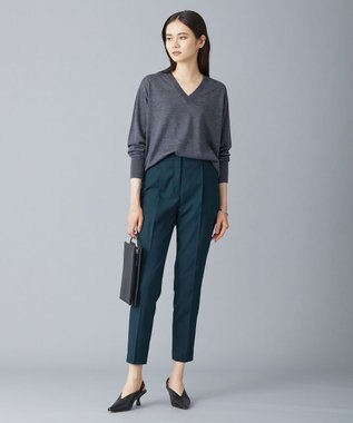 ICB 【新色追加・洗える】 ウールマットウース テーパードパンツ パイングリーン系