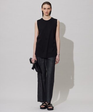 ICB 【洗える】 コットンリアクティブデニム ワイドストレートパンツ ブラックデニム系