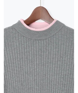 Te chichi 配色レイヤードリブニットプルオーバー グレー