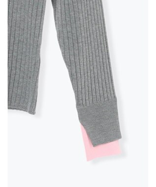 Te chichi 配色レイヤードリブニットプルオーバー グレー