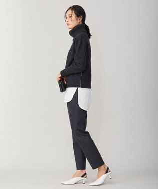 ICB L ミルドウール オフタートルプルオーバー チャコール系