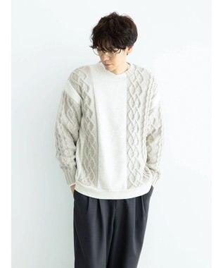 CRAFT STANDARD BOUTIQUE ケーブルニット切り替え裏起毛スウェット Oatmeal